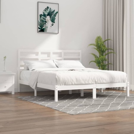 Cadre de lit sans matelas blanc bois massif 180x200 cm 