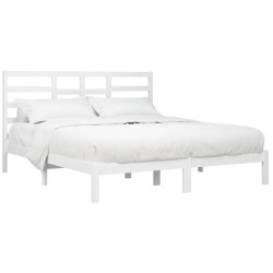 Cadre de lit sans matelas blanc bois massif 180x200 cm 