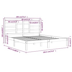 Cadre de lit sans matelas blanc bois massif 180x200 cm 