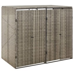 Abri pour poubelle double Gris 140x80x117 cm Résine tressée 