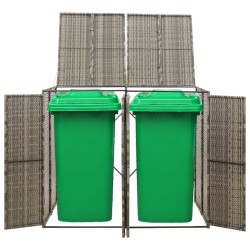 Abri pour poubelle double Gris 140x80x117 cm Résine tressée 
