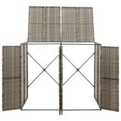 Abri pour poubelle double Gris 140x80x117 cm Résine tressée 