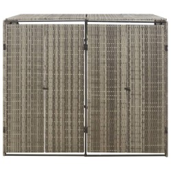 Abri pour poubelle double Gris 140x80x117 cm Résine tressée 
