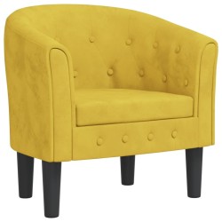 Fauteuil jaune velours 