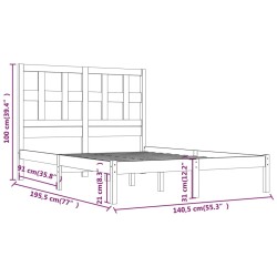 Cadre de lit sans matelas 135x190 cm bois de pin massif 