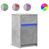 Armoire de chevet et lumières LED gris béton bois d'ingénierie 