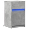Armoire de chevet et lumières LED gris béton bois d'ingénierie 