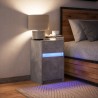 Armoire de chevet et lumières LED gris béton bois d'ingénierie 