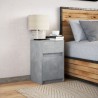Armoire de chevet et lumières LED gris béton bois d'ingénierie 