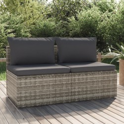 Canapé de jardin 2 places avec coussins Gris Résine tressée 