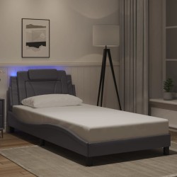 Cadre de lit avec LED sans matelas gris 100x200 cm 