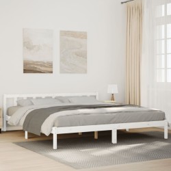 Cadre de lit extra long sans matelas 200x220 cm bois massif pin 