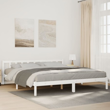 Cadre de lit extra long sans matelas 200x220 cm bois massif pin 