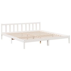 Cadre de lit extra long sans matelas 200x220 cm bois massif pin 