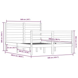 Cadre de lit sans matelas bois de pin massif 160x200 cm blanc 