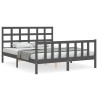Cadre de lit sans matelas gris bois de pin massif 