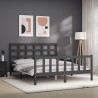 Cadre de lit sans matelas gris bois de pin massif 