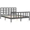 Cadre de lit sans matelas gris bois de pin massif 