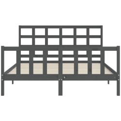 Cadre de lit sans matelas gris bois de pin massif 