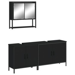 Ensemble de meubles salle de bain 3 pcs noir bois d'ingénierie 