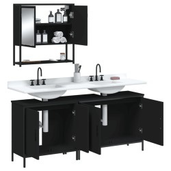 Ensemble de meubles salle de bain 3 pcs noir bois d'ingénierie 