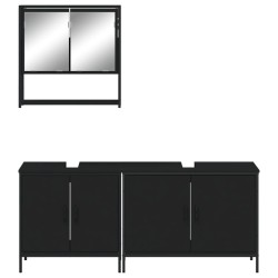 Ensemble de meubles salle de bain 3 pcs noir bois d'ingénierie 