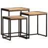 Tables d'appoint gigognes 3 pcs bois de manguier massif brut 