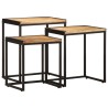 Tables d'appoint gigognes 3 pcs bois de manguier massif brut 