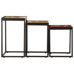 Tables d'appoint gigognes 3 pcs bois de manguier massif brut 