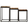 Tables d'appoint gigognes 3 pcs bois de manguier massif brut 