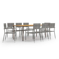 Ensemble à manger de jardin 9 pcs Résine tressée Anthracite 