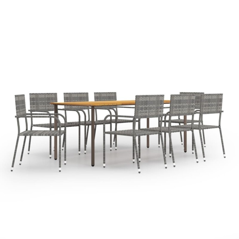 Ensemble à manger de jardin 9 pcs Résine tressée Anthracite 