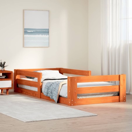 Cadre de lit sans matelas cire marron 90x200 cm bois pin massif 