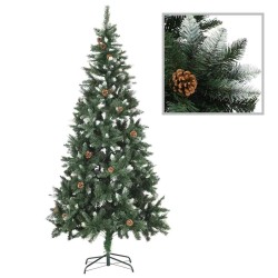 Arbre de Noël artificiel pré-éclairé/boules pommes de pin 210cm 