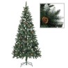 Arbre de Noël artificiel pré-éclairé/boules pommes de pin 210cm 