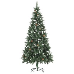 Arbre de Noël artificiel pré-éclairé/boules pommes de pin 210cm 