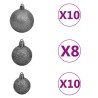 Arbre de Noël artificiel pré-éclairé/boules pommes de pin 210cm 
