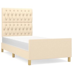 Cadre de lit sans matelas crème 90x190 cm tissu 