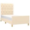Cadre de lit sans matelas crème 90x190 cm tissu 