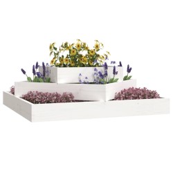 Jardinière Blanc 83x83x27 cm Bois massif de pin 