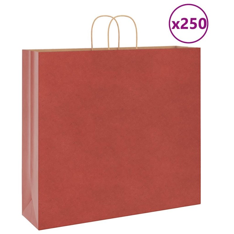 Sacs en papier 250 pcs avec poignées rouge 54x15x49 cm 