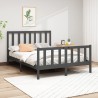 Cadre de lit sans matelas gris 150x200 cm bois de pin massif 