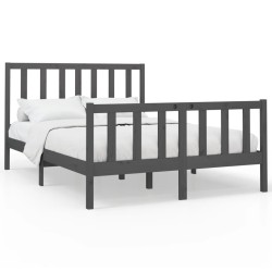Cadre de lit sans matelas gris 150x200 cm bois de pin massif 