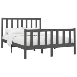 Cadre de lit sans matelas gris 150x200 cm bois de pin massif 