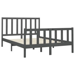 Cadre de lit sans matelas gris 150x200 cm bois de pin massif 