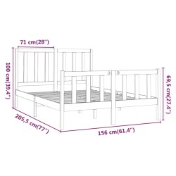 Cadre de lit sans matelas gris 150x200 cm bois de pin massif 