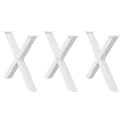 Pieds de table à manger en forme de X, 3 pièces, blanc, 90 x (72-73) cm, acier 