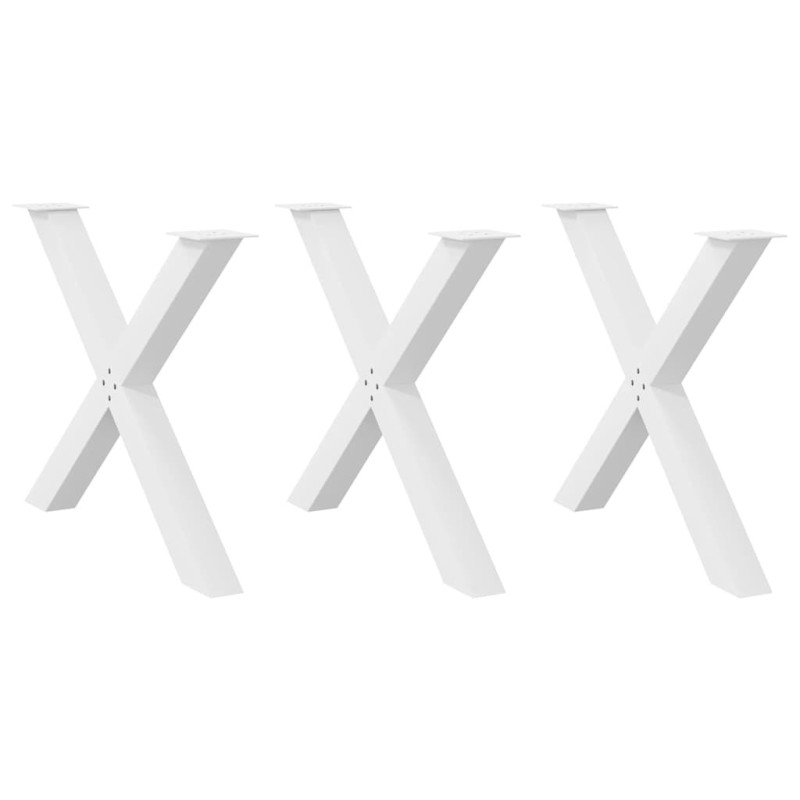 Pieds de table à manger en forme de X, 3 pièces, blanc, 90 x (72-73) cm, acier 
