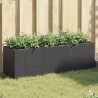 Jardinières avec 3 pots 2 pcs noir 105x30x32 cm résine tressée 