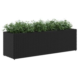 Jardinières avec 3 pots 2 pcs noir 105x30x32 cm résine tressée 